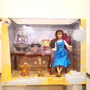 BNIB disney beauty and the beast belle classic doll dinner party set